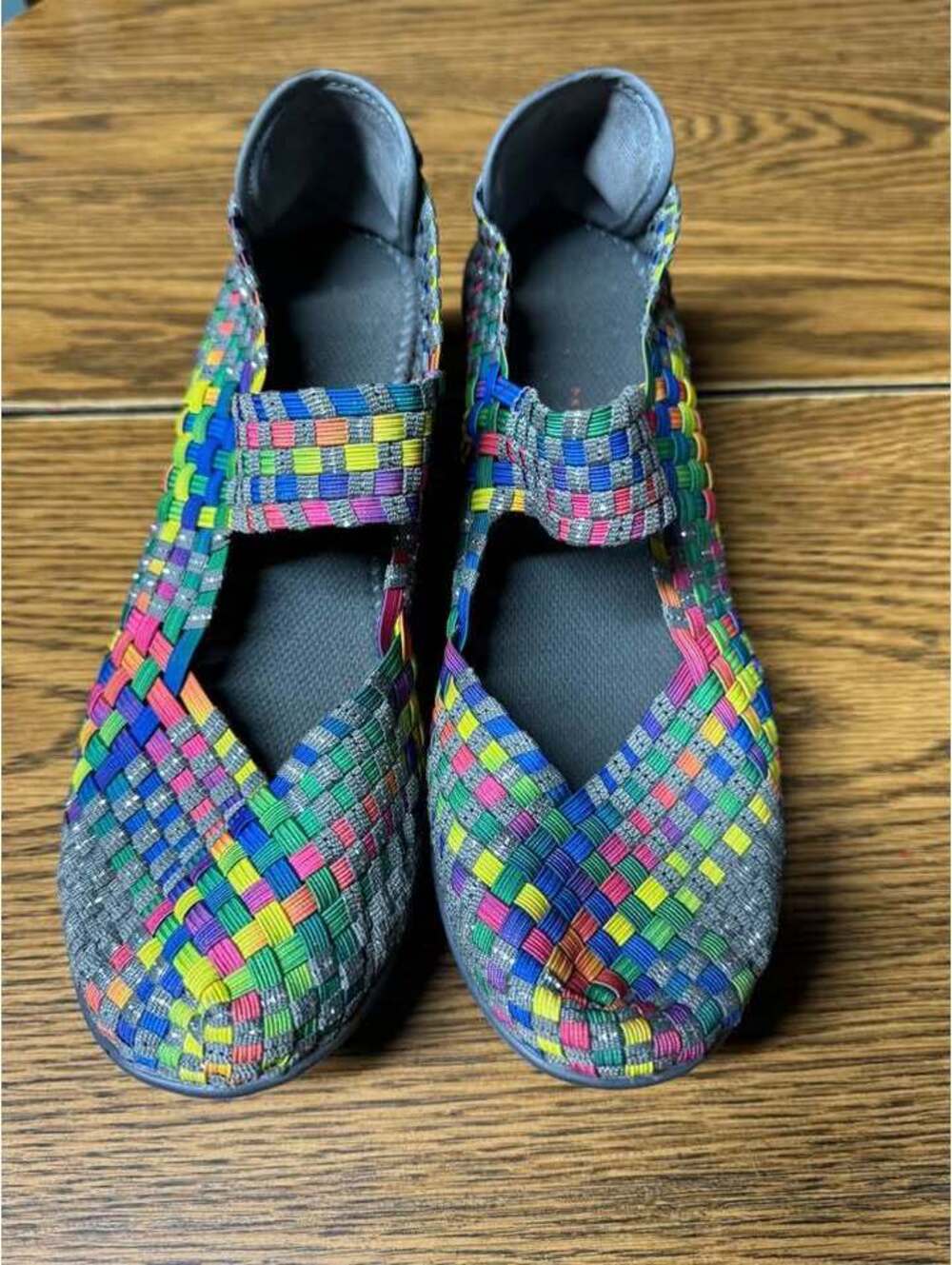 St. John’s Bay Size 9 Women Wedge Rainbow Weave Slip On Shoes
